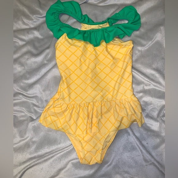 Gymboree Kids Pineapple Ruffle Swimsuit - Yellow and Green splish splash 10 - Picture 2 of 5